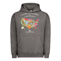 Pigment Tornado us national parks map colorful with all 59 national parks Urban Hoodie - linhVisuals