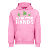Fuchsia Pink wash your hands green germs graphic Urban Hoodie - linhVisuals