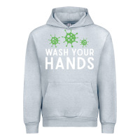 Heather Grey wash your hands green germs graphic Urban Hoodie - linhVisuals