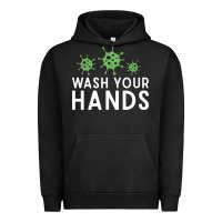 Pigment Black wash your hands green germs graphic Urban Hoodie - linhVisuals