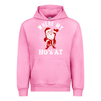 Fuchsia Pink where my ho's at funny santa christmas pun naughty xmas humor gift Urban Hoodie - linhVisuals