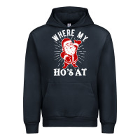 Navy where my ho's at funny santa christmas pun naughty xmas humor gift Urban Hoodie - linhVisuals