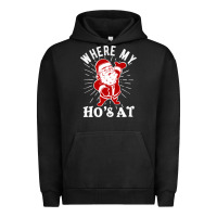 Pigment Black where my ho's at funny santa christmas pun naughty xmas humor gift Urban Hoodie - linhVisuals