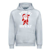 Heather Grey where my ho's at funny santa christmas pun naughty xmas humor gift Urban Hoodie - linhVisuals