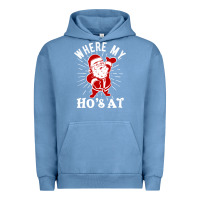 Pigment Pebble Blue where my ho's at funny santa christmas pun naughty xmas humor gift Urban Hoodie - linhVisuals