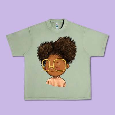 Black Girl Urban Heavy Tee Designed By Fadigitalartstudio