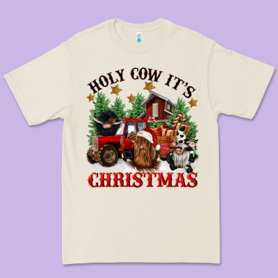 Holy Cow Its Christmas Premium Tee Designed By Cowgirlartshop