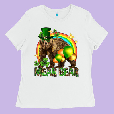 St. Patrick's Day Mear Bear Ladies Tee Designed By Howdyjamesfarm