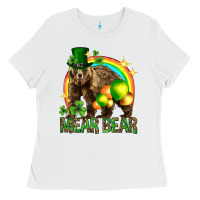 White St. Patrick's Day mear bear Ladies Tee - HowdyJamesFarm