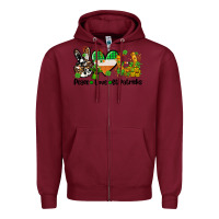 Burgundy peace love st patricks Zipper Hoodie - AdoDesignShop