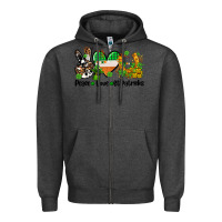 Charcoal Heather peace love st patricks Zipper Hoodie - AdoDesignShop