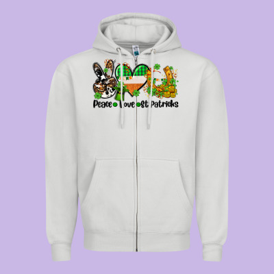Peace Love St Patricks Zipper Hoodie Designed By Adodesignshop