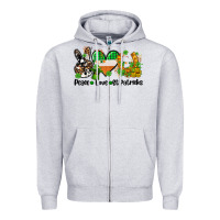 Heather Grey peace love st patricks Zipper Hoodie - AdoDesignShop