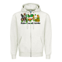 Oatmeal Heather peace love st patricks Zipper Hoodie - AdoDesignShop