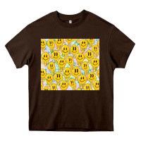Chocolate Brown retro smiley faces Heavy Core Tee - TumblerDesignByShophia