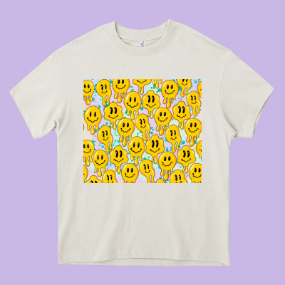 Retro Smiley Faces Heavy Core Tee Designed By Tumblerdesignbyshophia