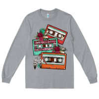 Heather Grey cassette floral gemstone Long Sleeve Tee - FaDigitalArtStudio