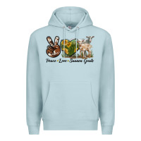 Blue Mist Peace Love Saanen Goats Premium Hoodie - LillyAllenDesigns