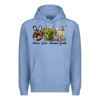 Colony Blue Peace Love Saanen Goats Premium Hoodie - LillyAllenDesigns