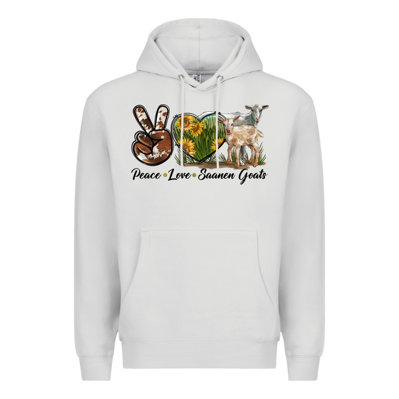 Peace Love Saanen Goats Premium Hoodie by LillyAllenDesigns | Teevron
