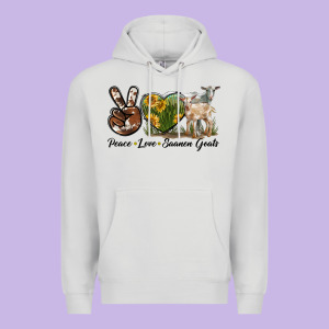Peace Love Saanen Goats Premium Hoodie Designed By Lillyallendesigns