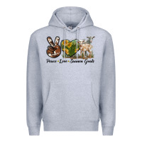 Heather Grey Peace Love Saanen Goats Premium Hoodie - LillyAllenDesigns