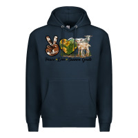 Navy Peace Love Saanen Goats Premium Hoodie - LillyAllenDesigns