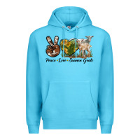 Ocean Blue Peace Love Saanen Goats Premium Hoodie - LillyAllenDesigns