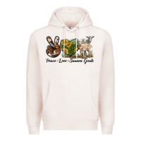 Pale Pink Peace Love Saanen Goats Premium Hoodie - LillyAllenDesigns