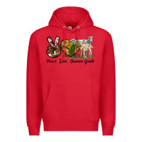 Red Peace Love Saanen Goats Premium Hoodie - LillyAllenDesigns