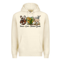 Sandshell Peace Love Saanen Goats Premium Hoodie - LillyAllenDesigns