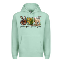 Seafoam Peace Love Saanen Goats Premium Hoodie - LillyAllenDesigns