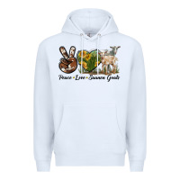 White Peace Love Saanen Goats Premium Hoodie - LillyAllenDesigns