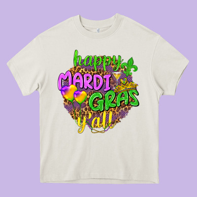 Love Mardi Gras Y'all Heavy Core Tee Designed By Howdyjamesfarm