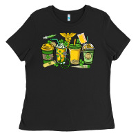 Black St. Patrick's Day Nurse coffee cups Ladies Tee - HowdyJamesFarm