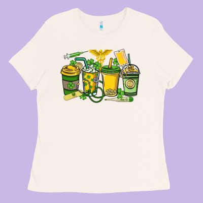 St. Patrick's Day Nurse Coffee Cups Ladies Tee Designed By Howdyjamesfarm