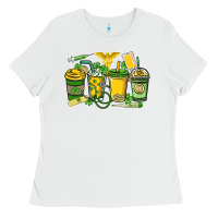 White St. Patrick's Day Nurse coffee cups Ladies Tee - HowdyJamesFarm