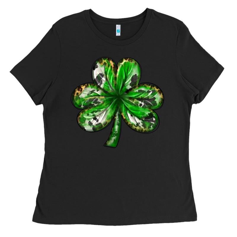 Shamrock With Leopard And Cowhide St. Patricks Day Ladies Tee by HowdyJamesFarm | Teevron