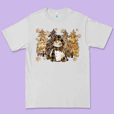 Snowman With Christmas Trees 11inches Premium Tee Designed By Cowgirlartshop