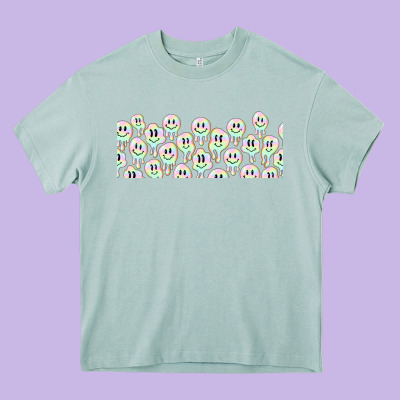 Retro Smiley Faces Heavy Core Tee Designed By Tumblerdesignbyshophia