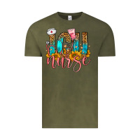 Vintage Olive Western ICU Intensive Care Unit Nurse Vintage Tee - FaDigitalArtStudio