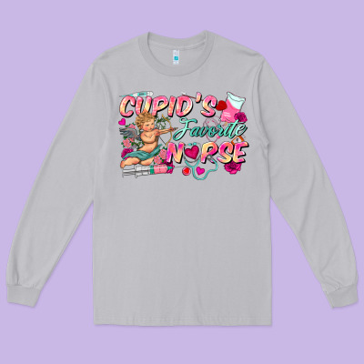 Cupid's Favorite Nurse Long Sleeve Tee Designed By Fadigitalartstudio