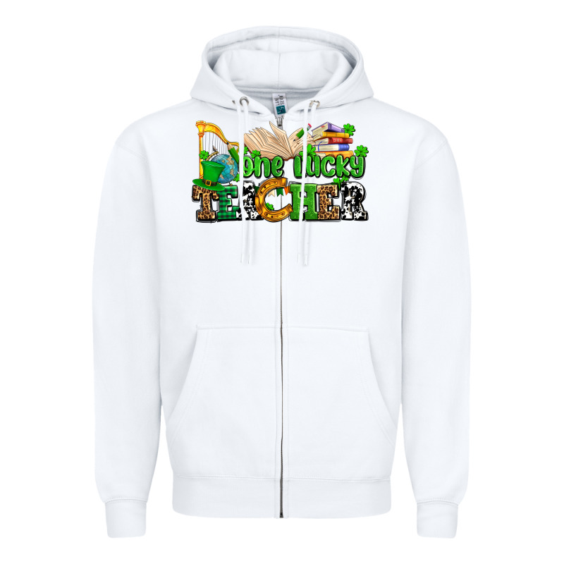 One Lucky Teacher Zipper Hoodie by AdoDesignShop | Teevron