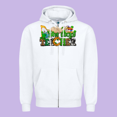 One Lucky Teacher Zipper Hoodie Designed By Adodesignshop