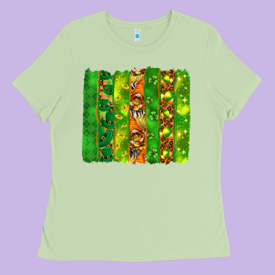 St. Patrick's Day Brushstrokes Ladies Tee Designed By Howdyjamesfarm