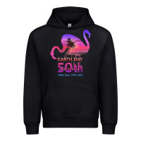 Black earth day 50th anniversary pink flamingos sunset silhouette Urban Hoodie - linhVisuals