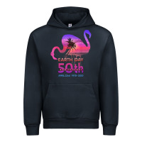 Navy earth day 50th anniversary pink flamingos sunset silhouette Urban Hoodie - linhVisuals