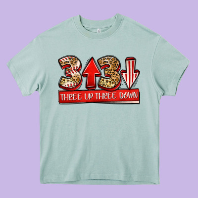 Three Up Three Down Baseball Heavy Core Tee Designed By Jasminsmagicworld