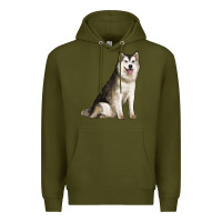 Army Green Alaskan Malamute Dog Premium Hoodie - LillyAllenDesigns
