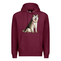 Burgundy Alaskan Malamute Dog Premium Hoodie - LillyAllenDesigns